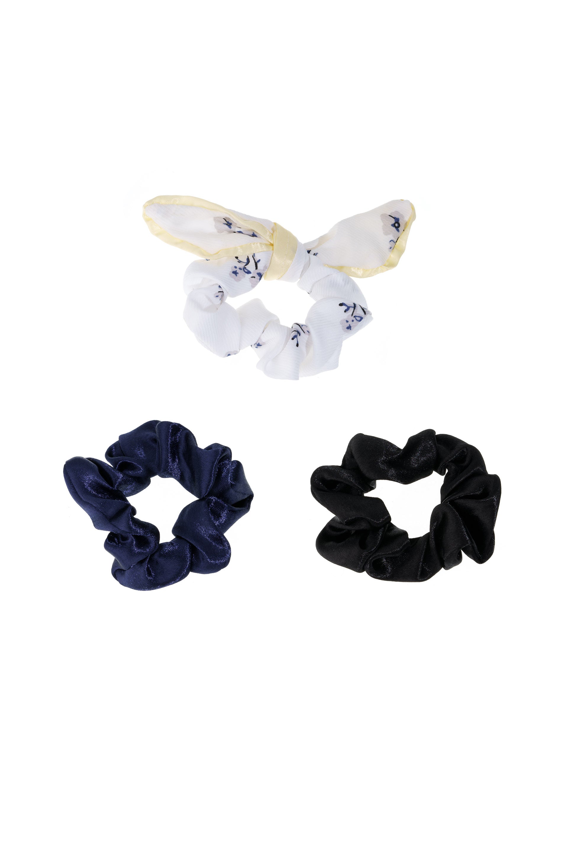 Terylene Scrunchie Set of 3 on white