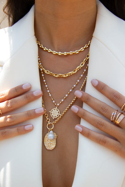 Freshwater Pearl Treasures 18k Gold Plated Charm Necklace