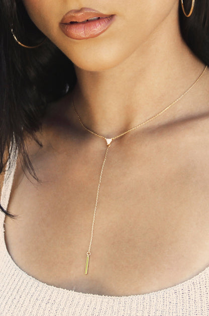 Layered Opal Lariat Necklace Set of 3 shown on a model 2