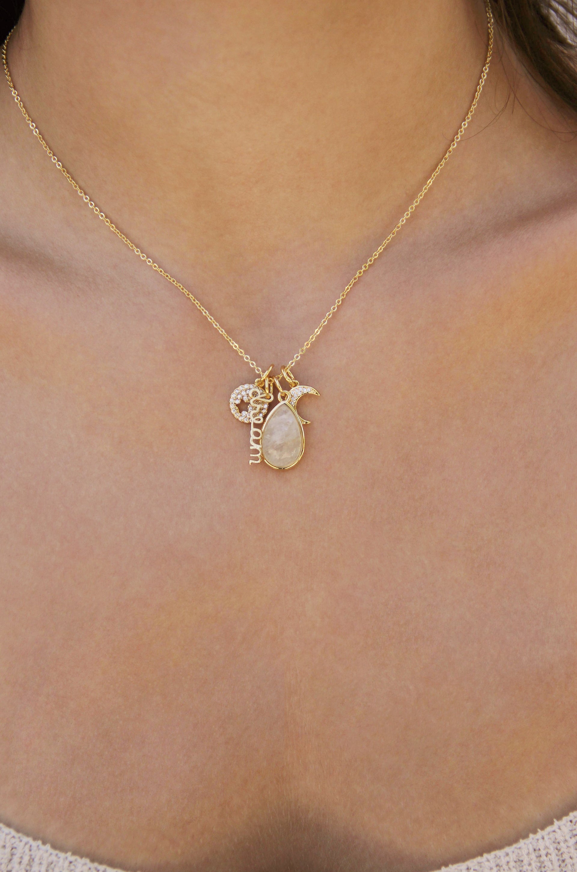 Dream Baby Dream Interchangeable Charm Necklace on model