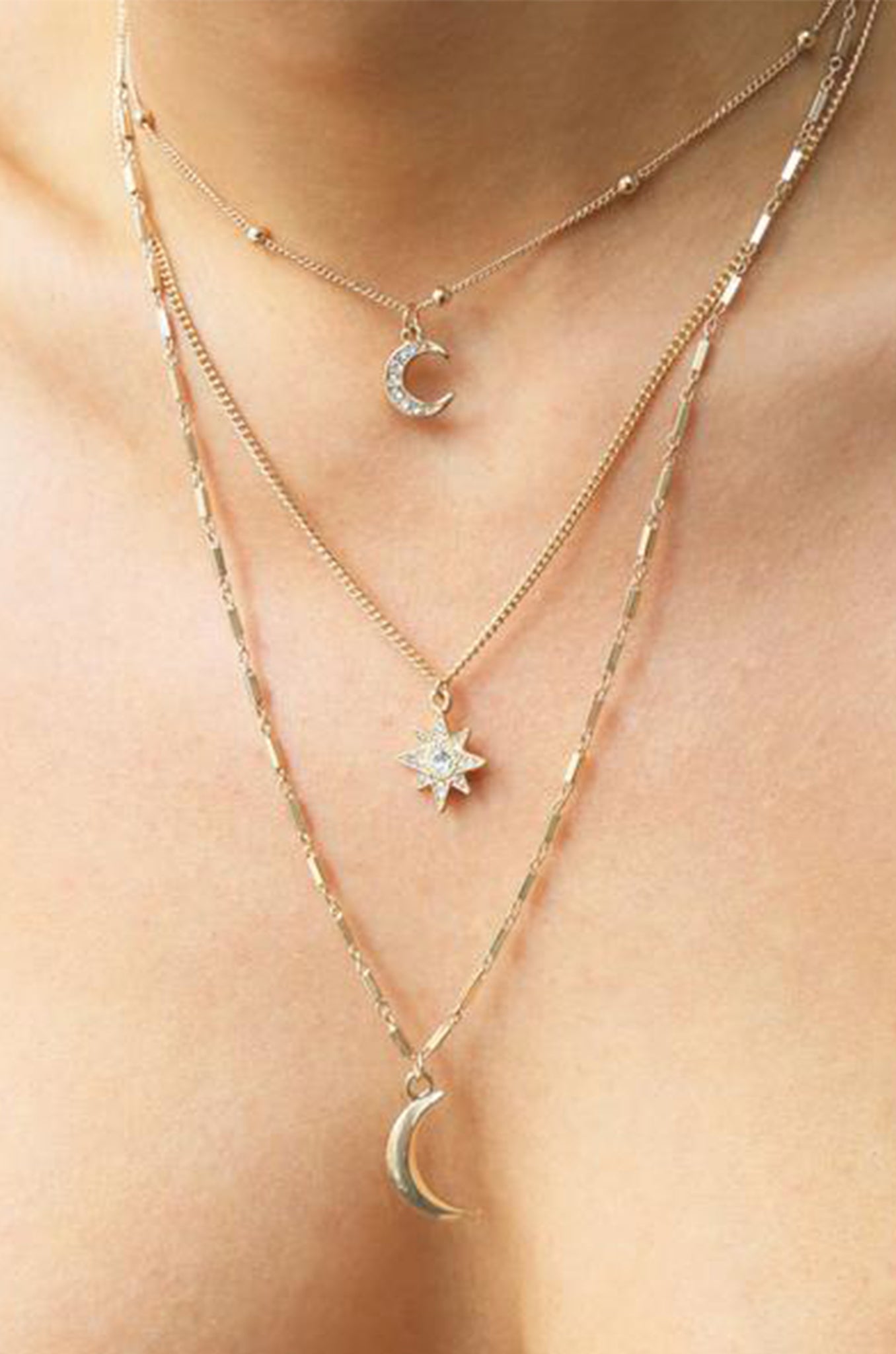 Night Sky Necklace Set shown on a model  