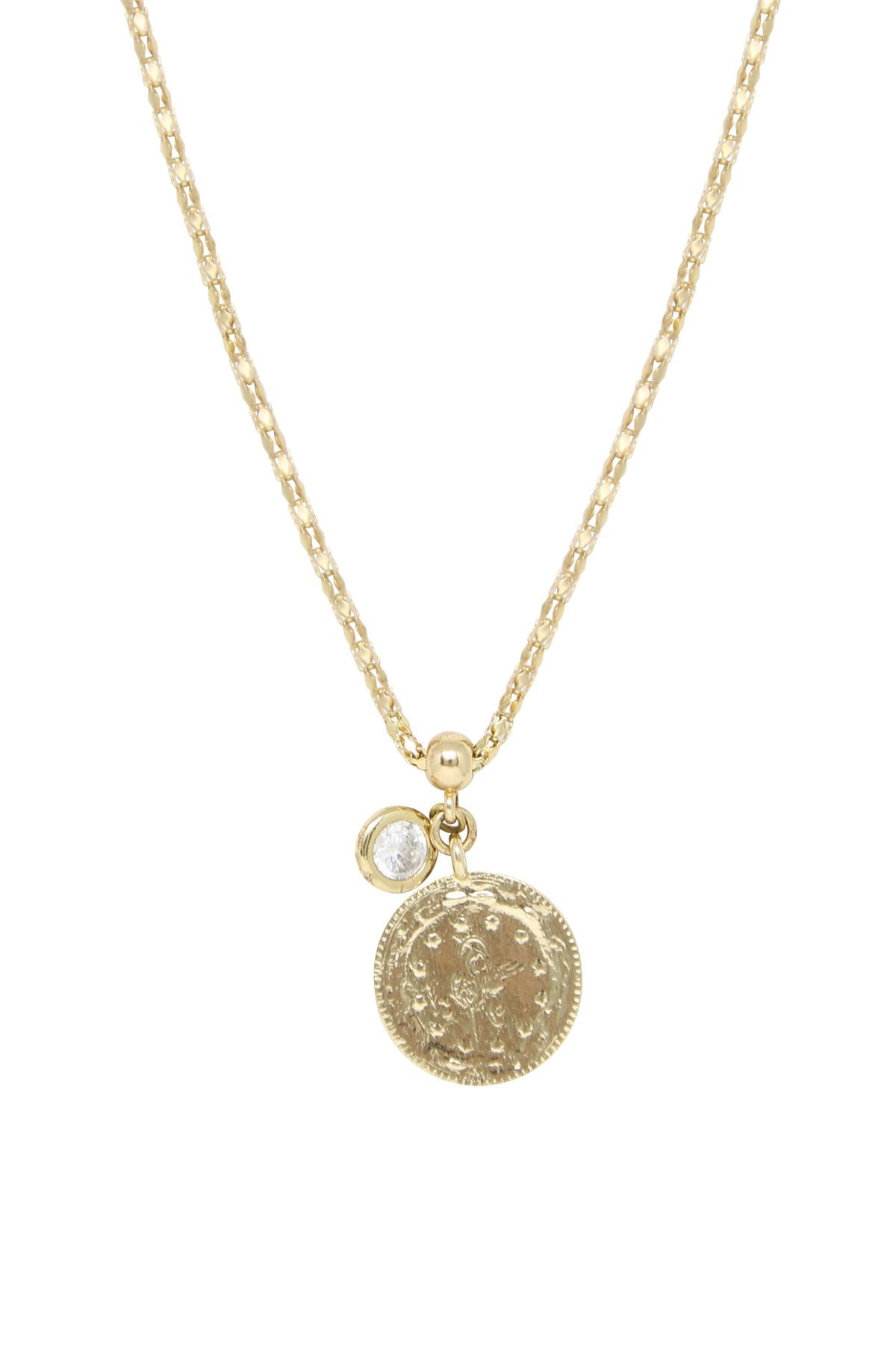 Coin Keepsake 18k Gold Plated Necklace on white background  