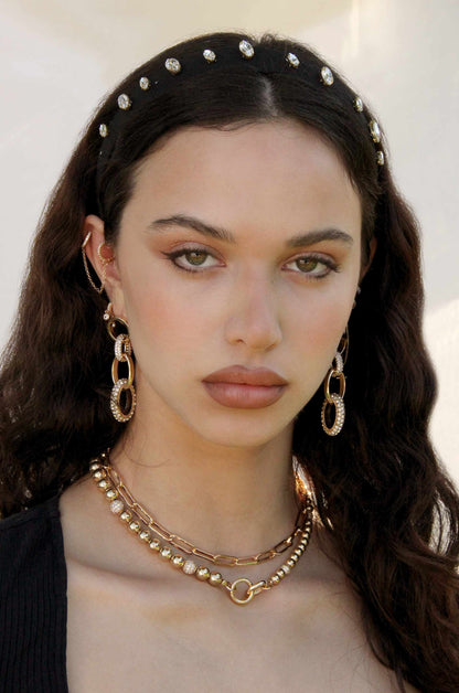 Interlinked Chain Necklace shown on a model  