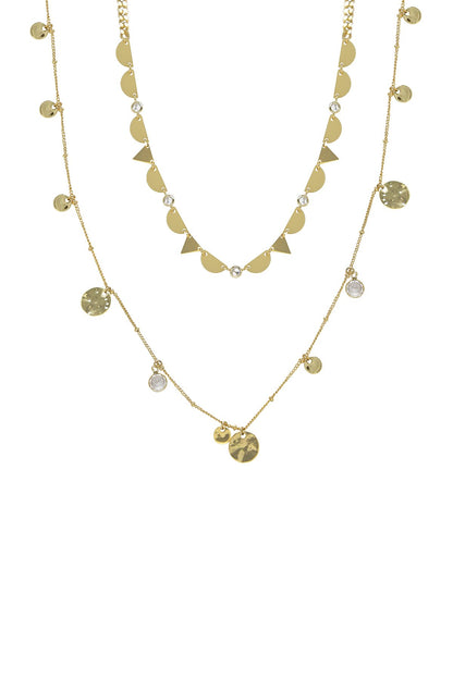 Cairo Layered 18k Gold Plated Coin Necklace on white background  