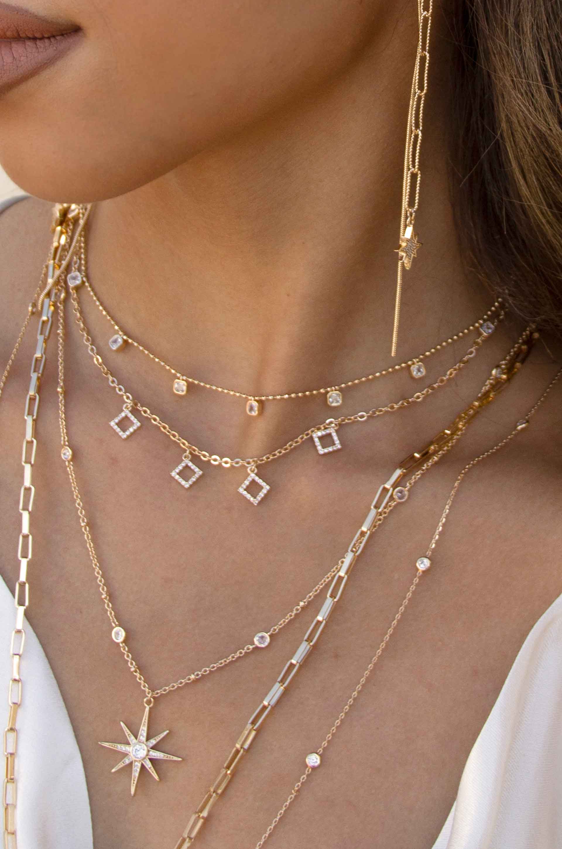Crystaline 18k Gold Plated Necklace Set on model