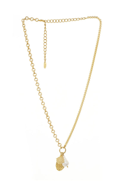 Freshwater Pearl Treasures 18k Gold Plated Charm Necklace on white background