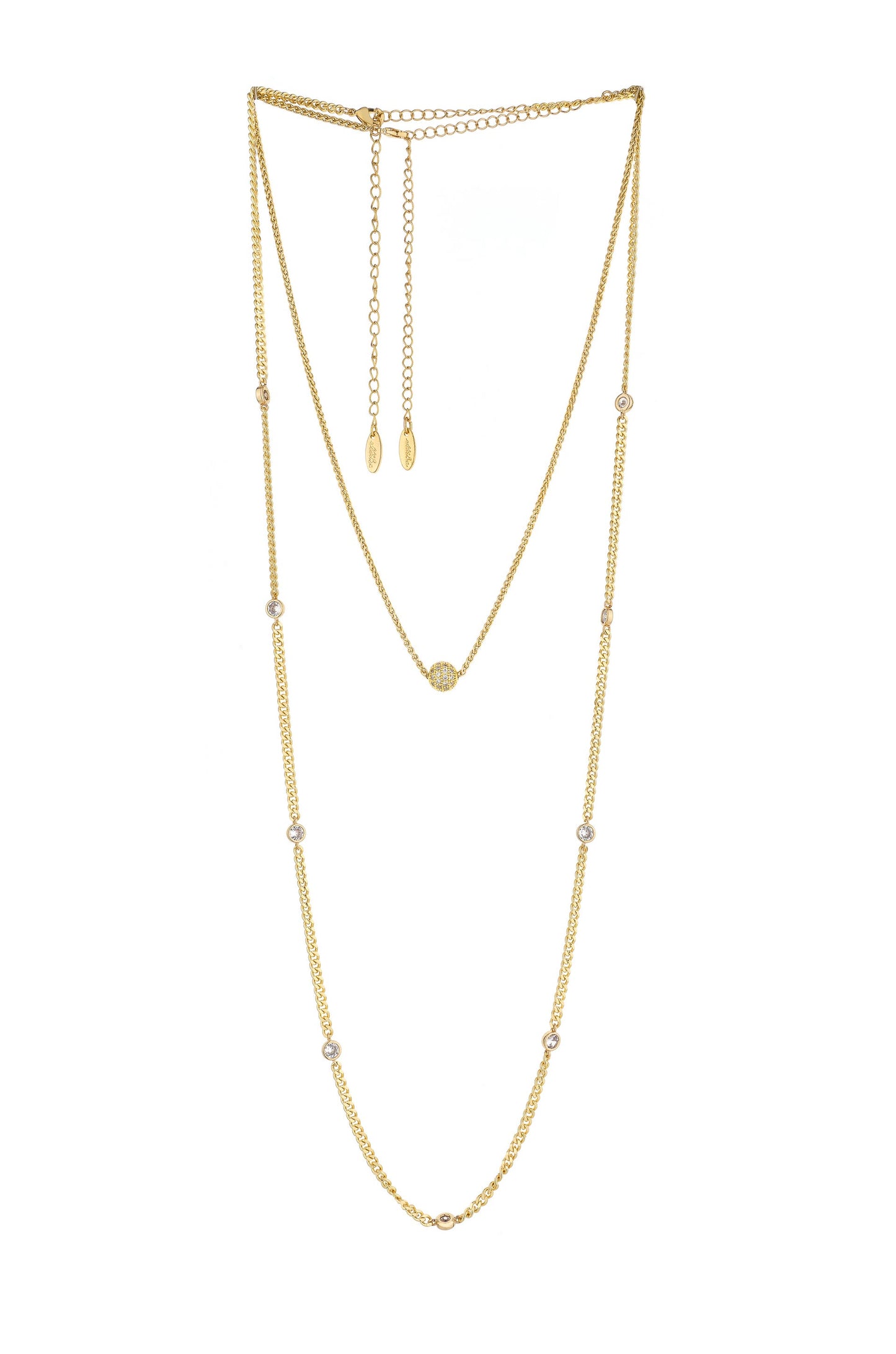 Crystal Society 18k Gold Plated Necklace Set on white background