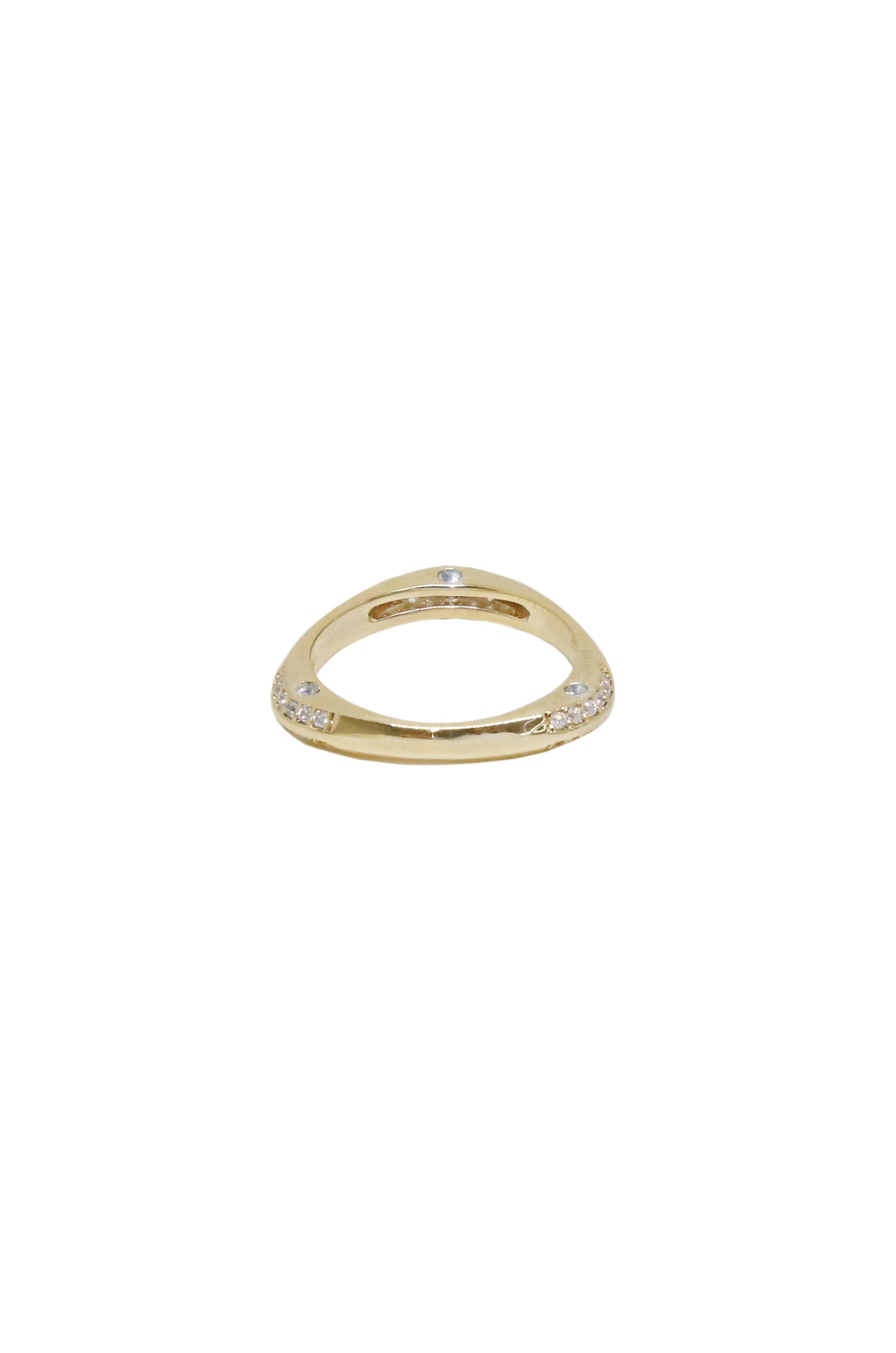 Star Dusted 18k Gold Plated Ring on white background  