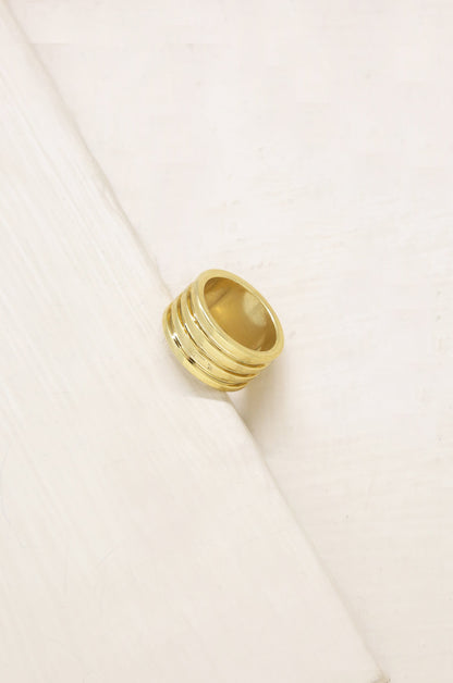 The Only Essential 18k Gold Plated Ring on slate backgroundThe Only Essential 18k Gold Plated Ring on slate background