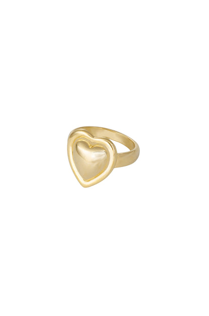 Full Heart 18k Gold Plated Ring on white background