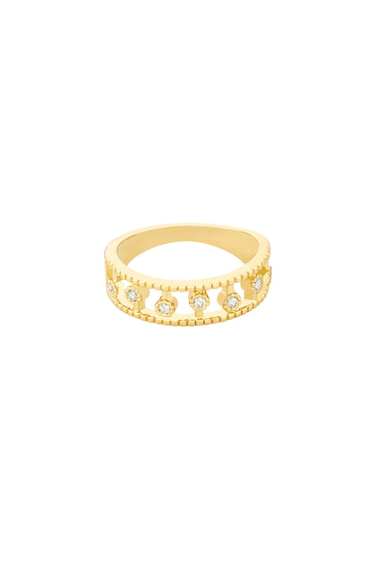 Femme Crystal Dotted 18k Gold Plated Ring on white background
