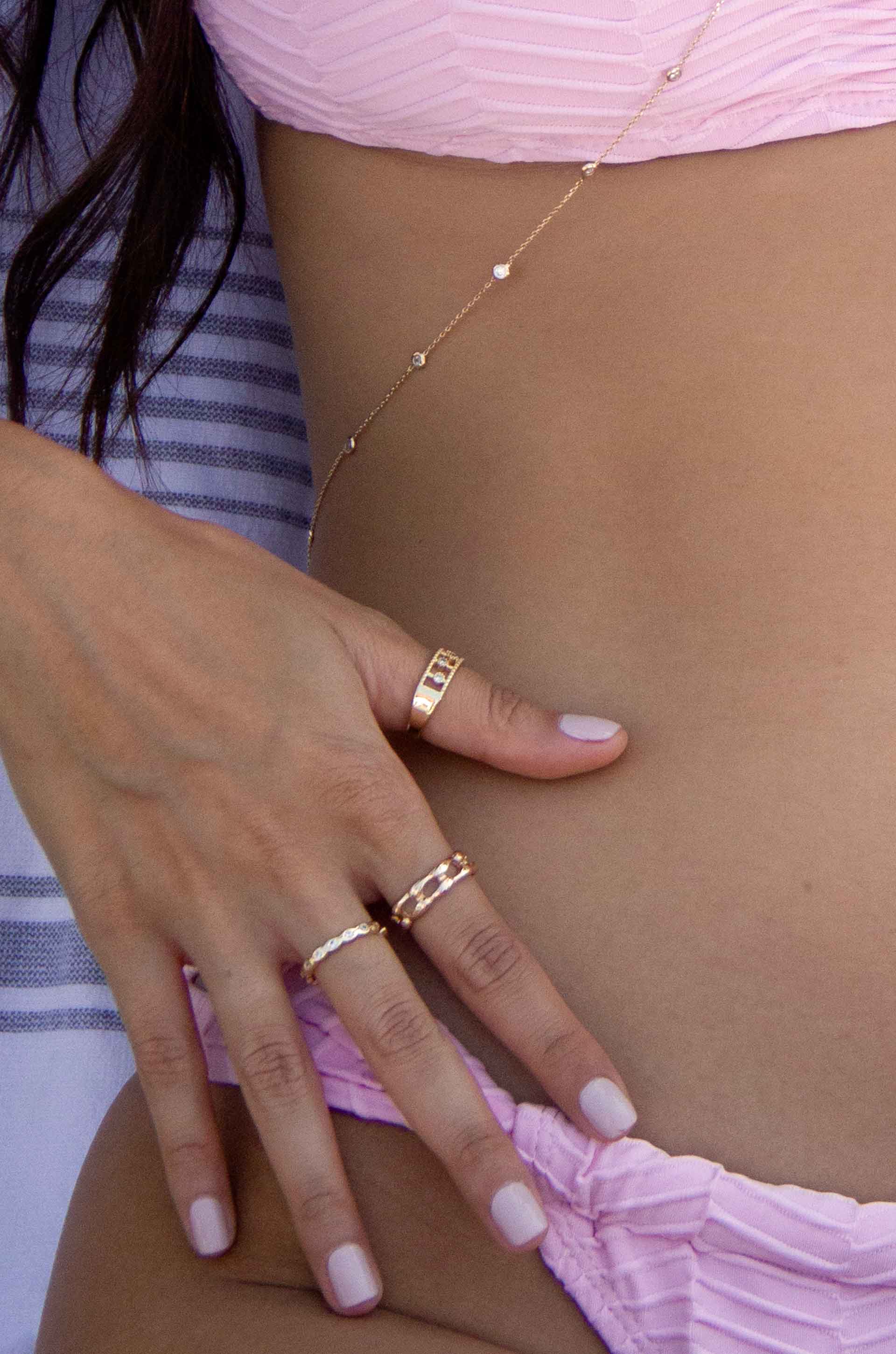 Femme Crystal Dotted 18k Gold Plated Ring on a model
