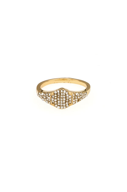 Femme Fatale Crystal 18k Gold Plated Ring on white background