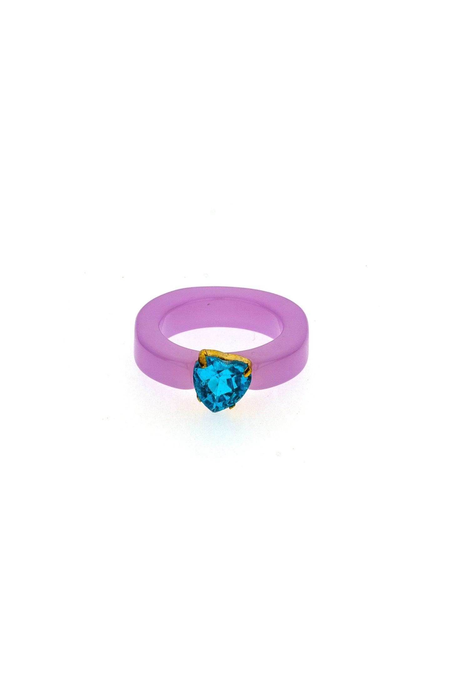 Lovely Resin Crystal Heart Ring on white