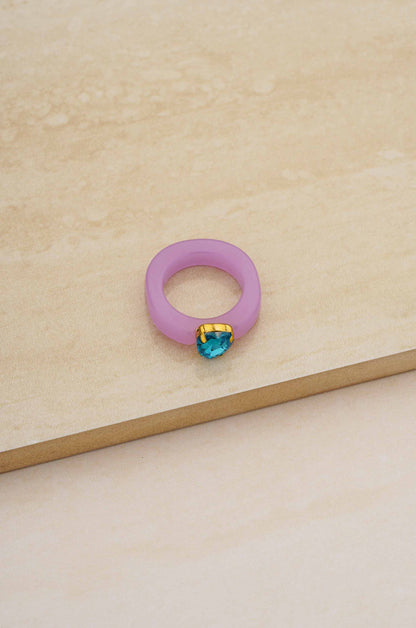 Lovely Resin Crystal Heart Ring ON SLATE