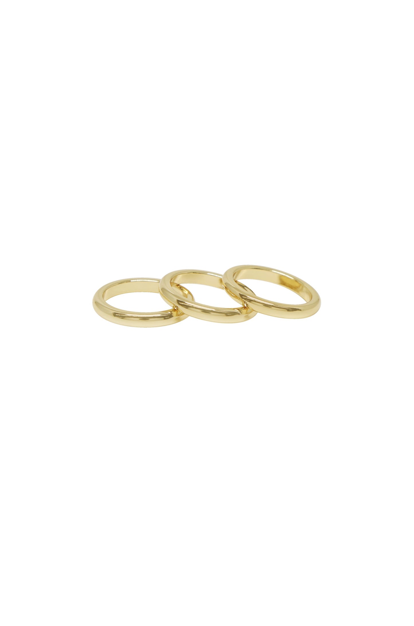 Back to Basics 18k Gold Plated Ring Set of 3 on white background  