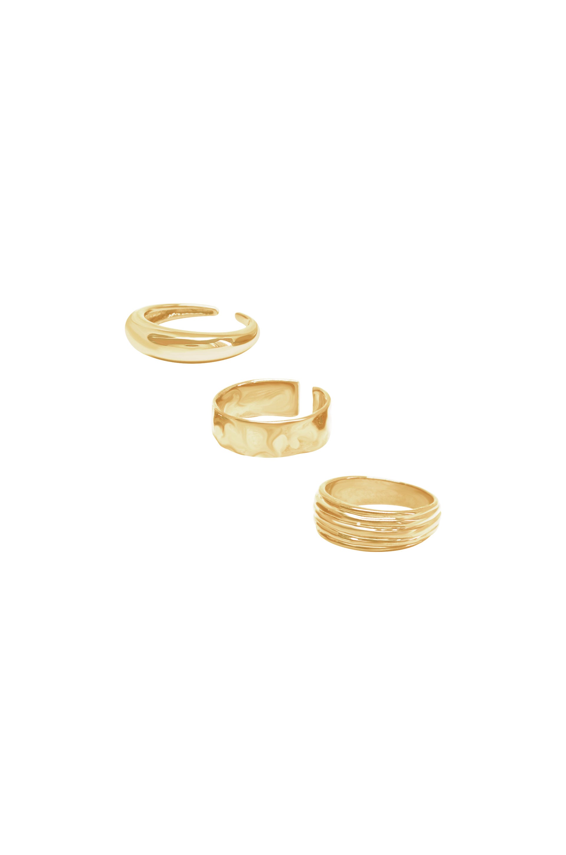 Golden Glow 18k Gold Plated Ring Set on white background  