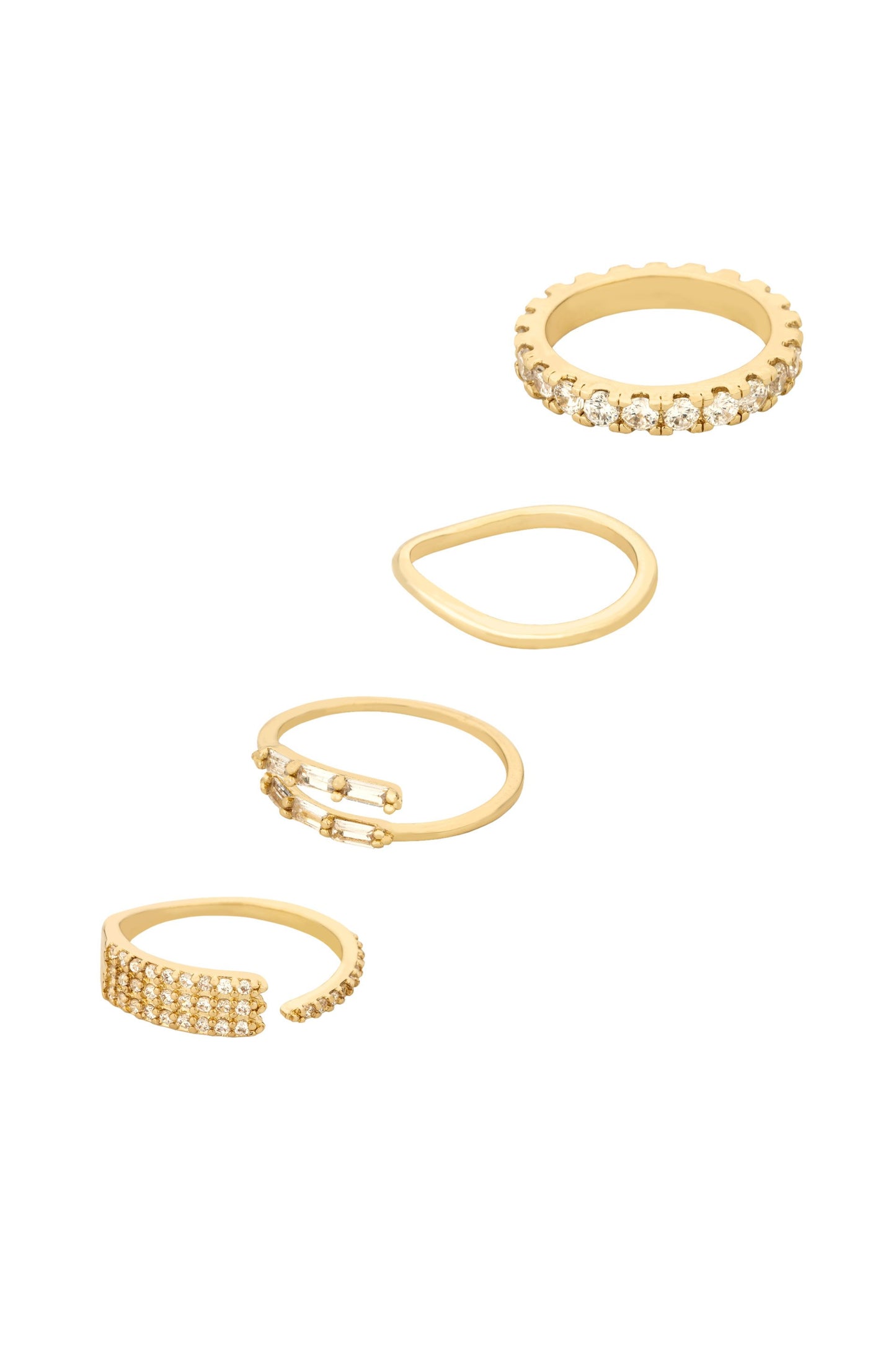Crystal Lovers 18k Gold Plated Ring Set on white background