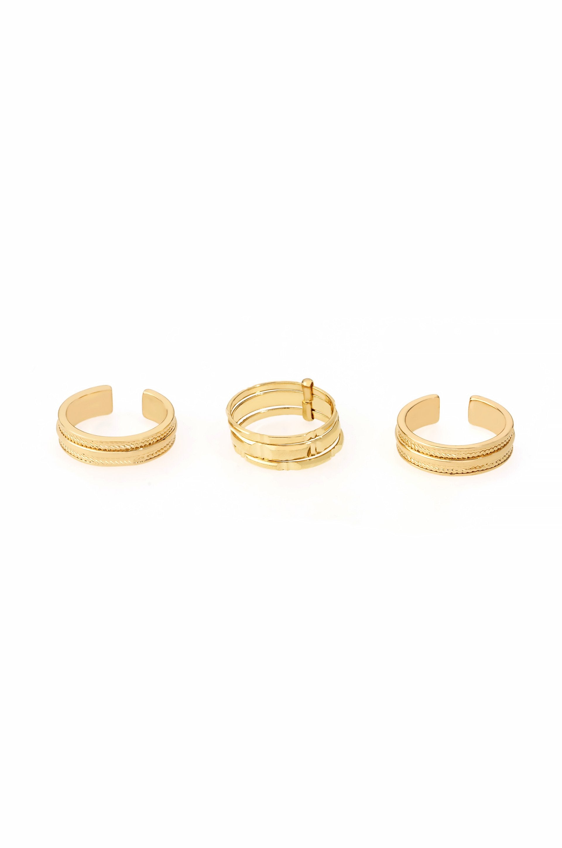 Easy Golden Stackers 18k Gold Plated Ring Set on a white background