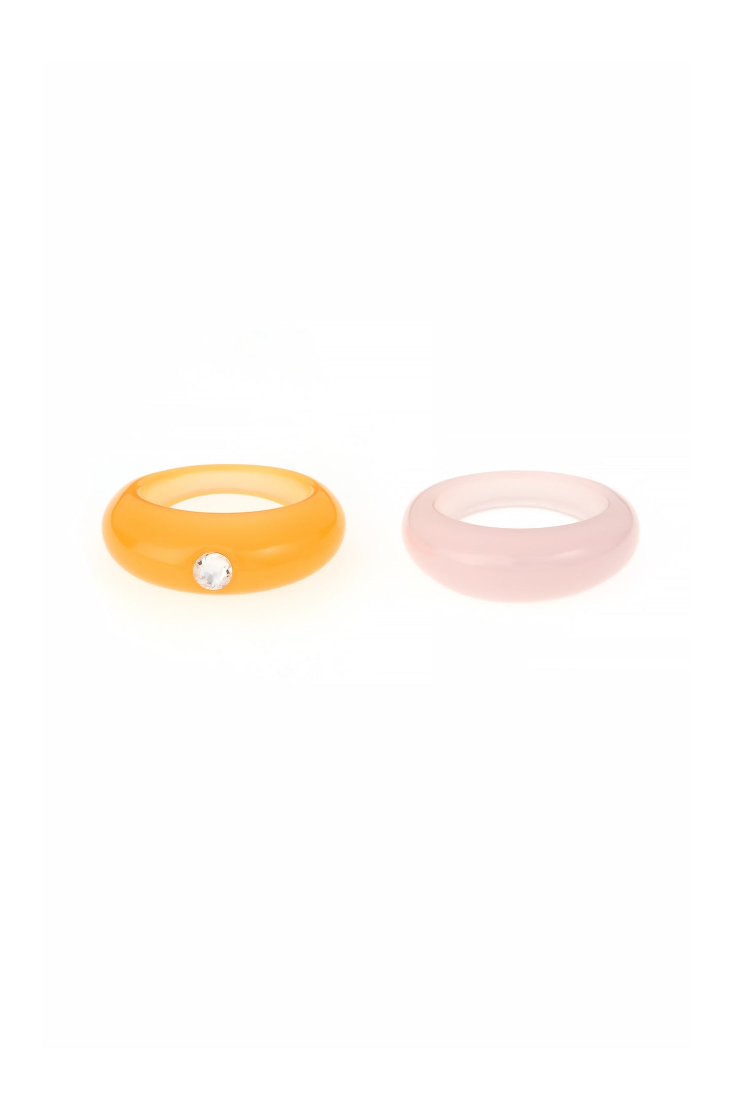 Creamsicle and Puff Pink Resin Ring Set on white background