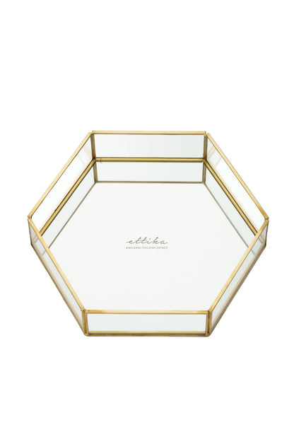 Large Mirror Bottom Jewelry and Display Tray on white background  2
