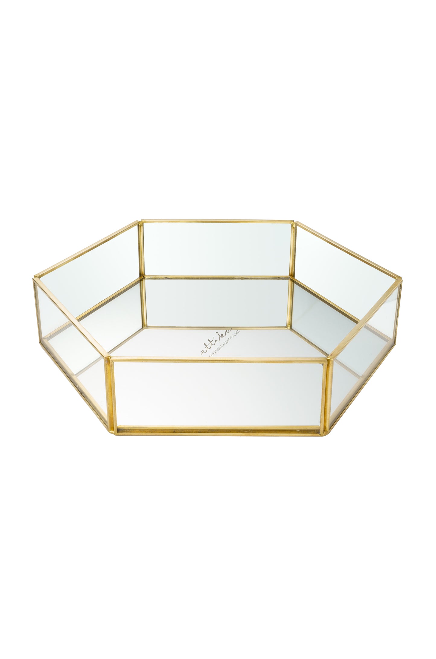 Large Mirror Bottom Jewelry and Display Tray on white background  