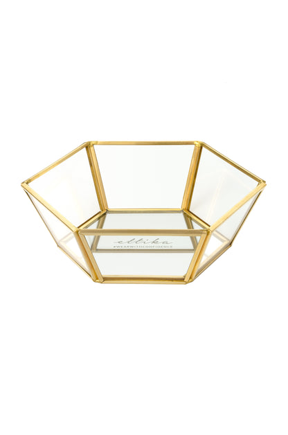 Small High Sided Mirror Bottom Jewelry and Display Tray on white background  
