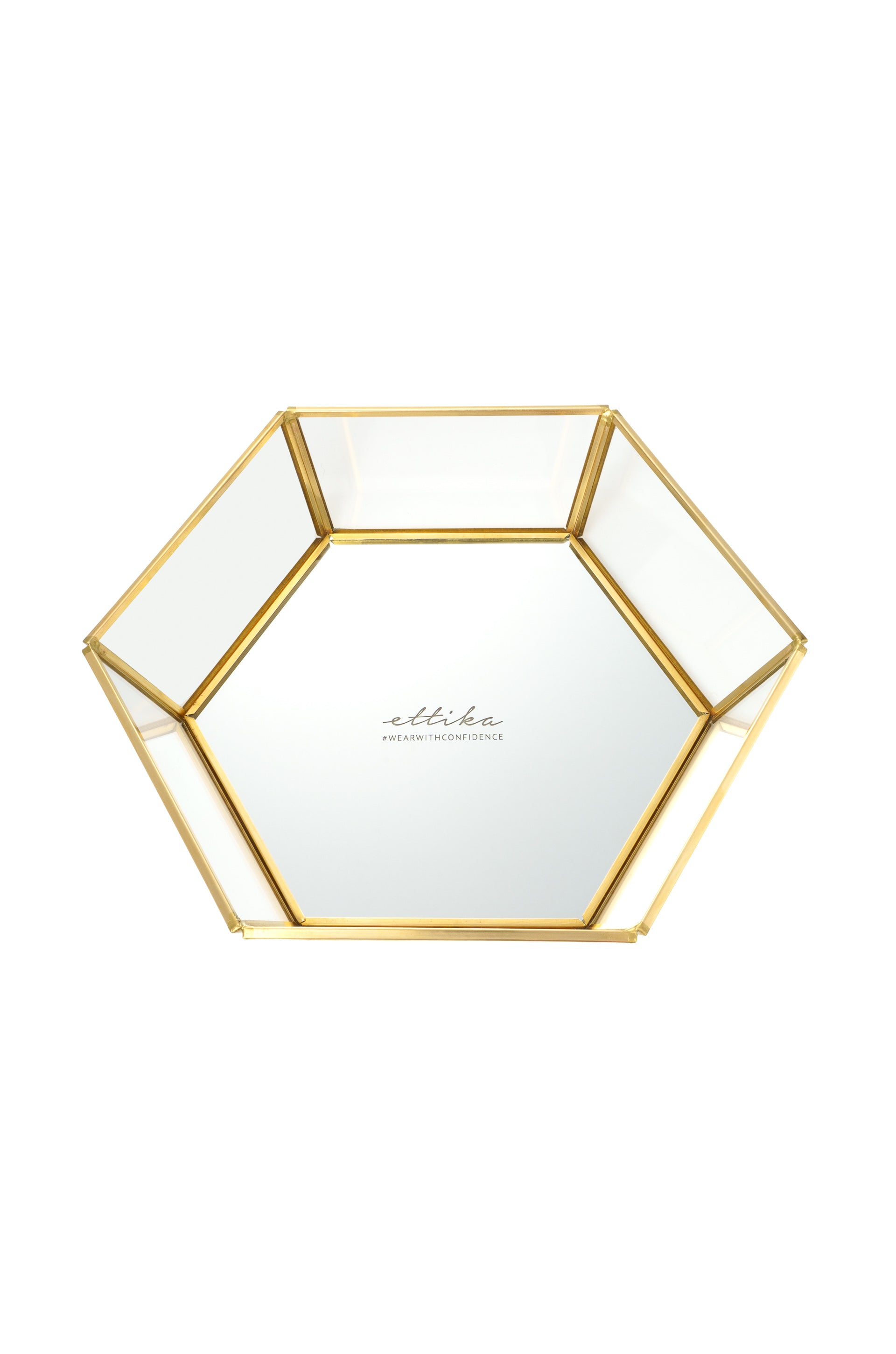 Large High Sided Mirror Bottom Jewelry and Display Tray on white background  2